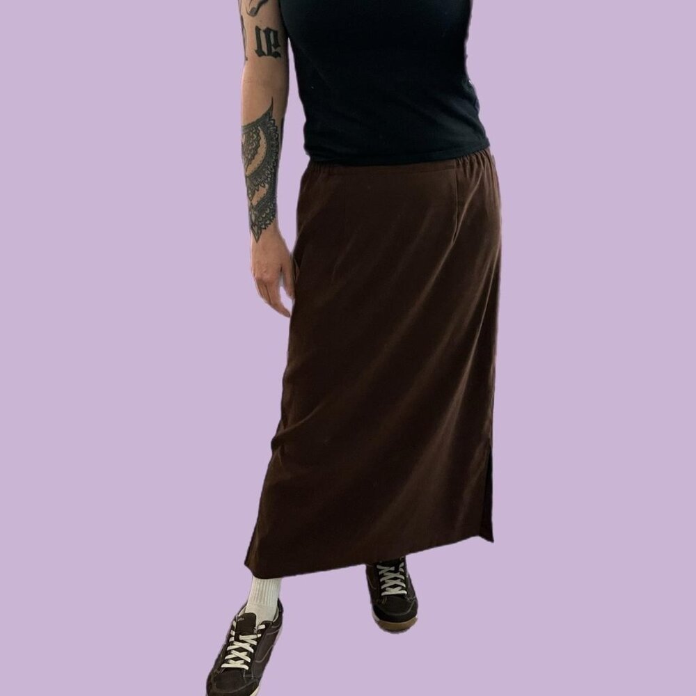 vintage 90s brown preppy academia grunge elevated basic skirt